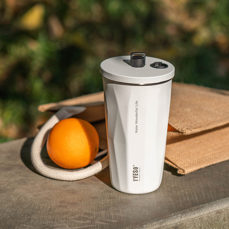 Minimalist Stainless Steel Coffee Cup - Insulated Tumbler with Leak-Proof Lid for Office & Car