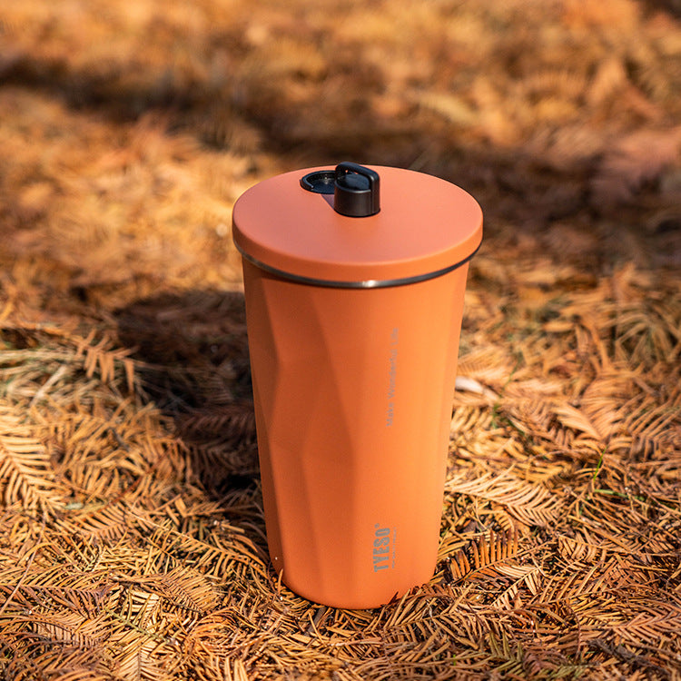 Minimalist Stainless Steel Coffee Cup - Insulated Tumbler with Leak-Proof Lid for Office & Car