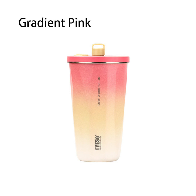 Minimalist Stainless Steel Coffee Cup - Insulated Tumbler with Leak-Proof Lid for Office & Car