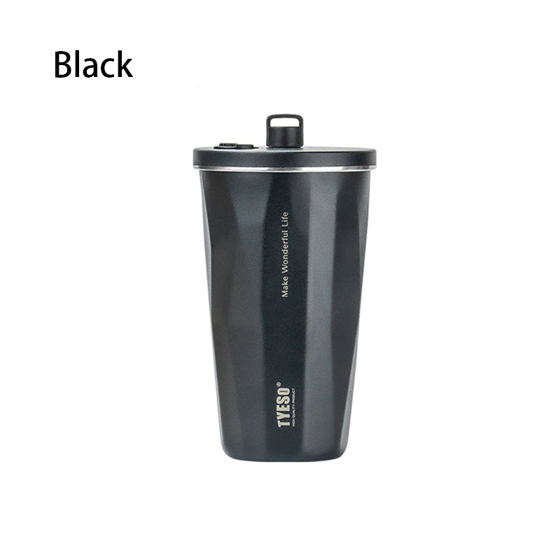 Minimalist Stainless Steel Coffee Cup - Insulated Tumbler with Leak-Proof Lid for Office & Car
