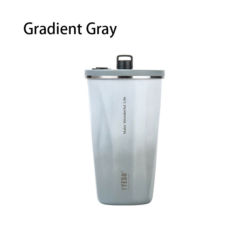 Minimalist Stainless Steel Coffee Cup - Insulated Tumbler with Leak-Proof Lid for Office & Car