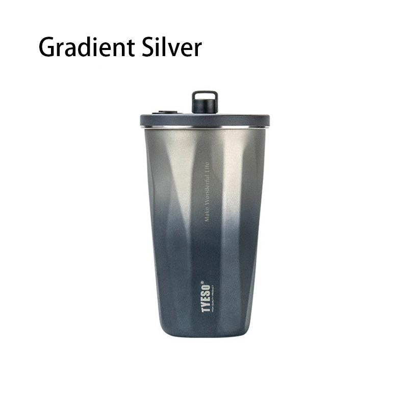 Minimalist Stainless Steel Coffee Cup - Insulated Tumbler with Leak-Proof Lid for Office & Car
